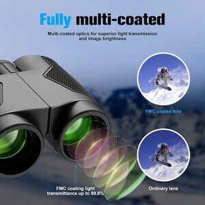 Binoculars 12x25 for Adults and Kids Night Vision Binoculars Compact Black